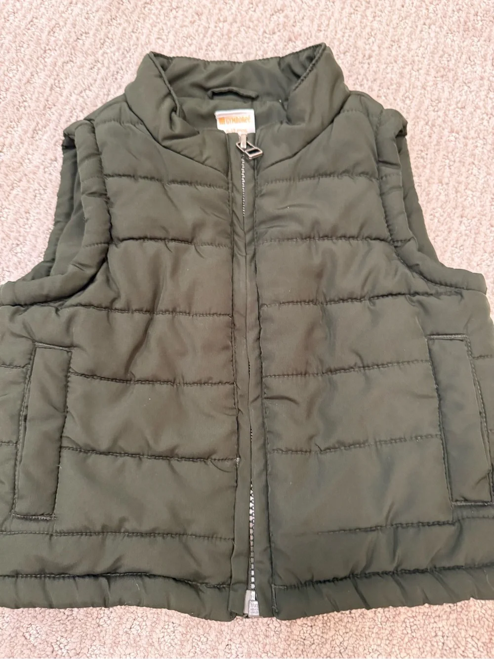 Gymboree Kids Olive Green Full Zip Puffer Vest 6-12M EUC